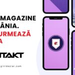 Imagine editorială Contakt cu logo-ul companiei, titlul „240 de magazine în România. Acum urmează Europa" și mockup-uri de telefoane cu aplicații mobile, publicată pe paginideziar.com în martie 2026.
